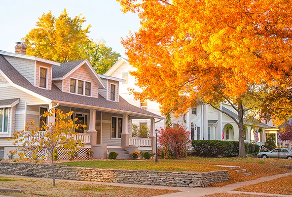 view of house in a neighborhood during autumn time