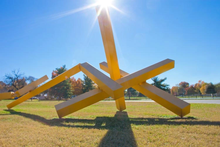 Sun Target art sculpture by John Henry