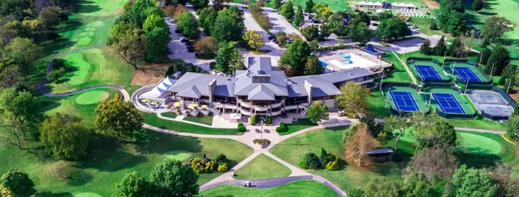 Aerial view overlooking Highland Springs country club