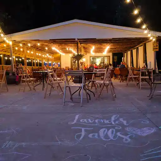 View of Lavender Falls' restaurant patio